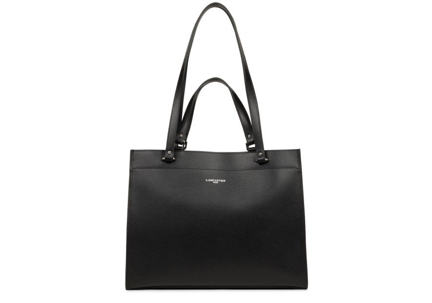 Lancaster 438-003 - CUIR DE VACHETTE - NOI grand sac cabas épaule sirra Sac business