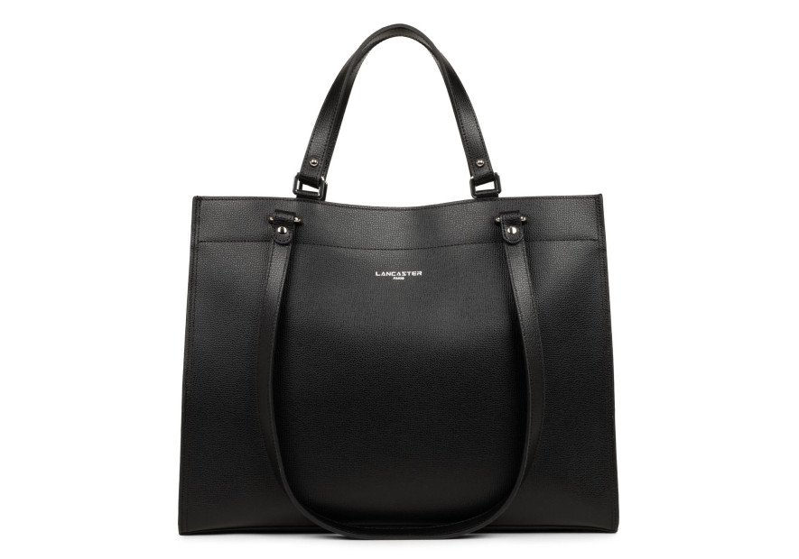 Lancaster 438-003 - CUIR DE VACHETTE - NOI grand sac cabas épaule sirra Sac business