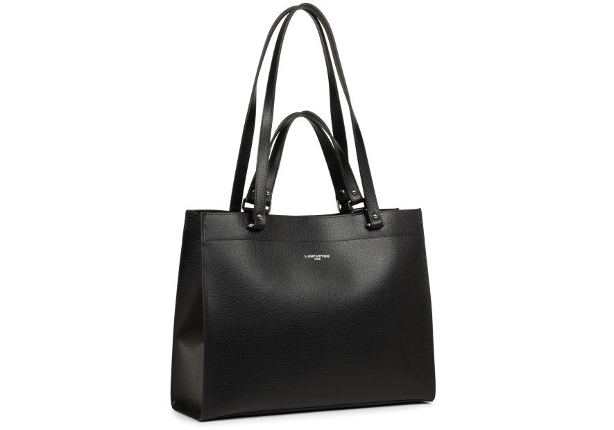 Lancaster 438-003 - CUIR DE VACHETTE - NOI grand sac cabas épaule sirra Sac business