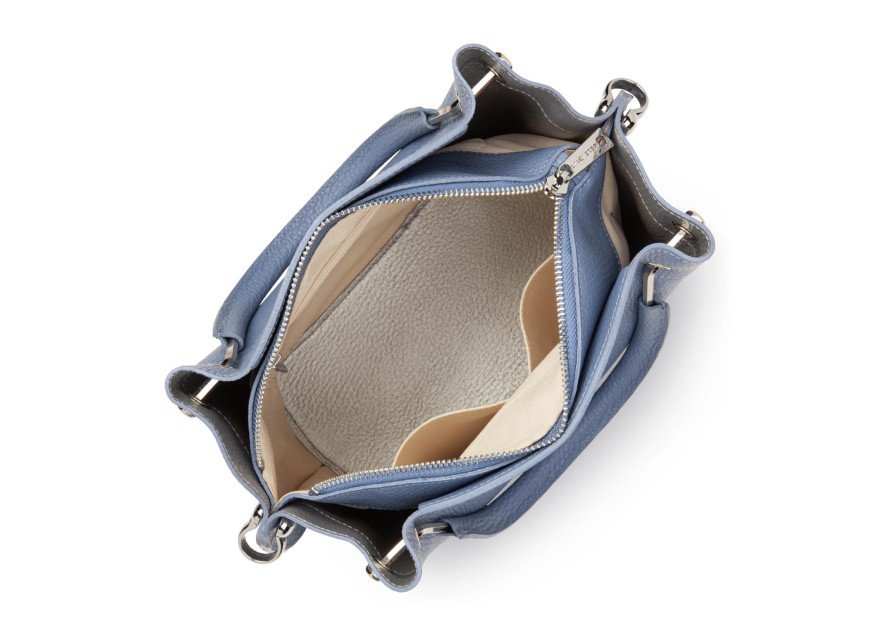 Lancaster 470-18 - CUIR DE VACHETTE - BLEU Foulonné Double - Sac à main Louisa Sac porté travers