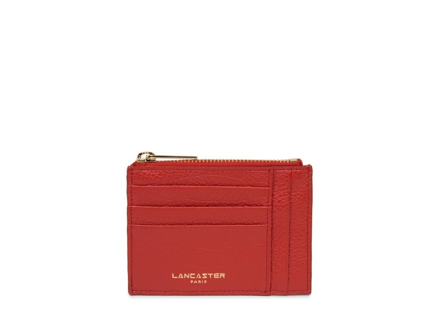 Lancaster 129-22 - CUIR DE VACHETTE - ROUG porte cartes plat zip dune lancaster Porte-monnaie