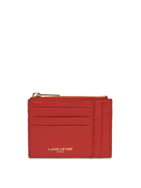 Lancaster 129-22 - CUIR DE VACHETTE - ROUG porte cartes plat zip dune lancaster porte-monnaie-femme