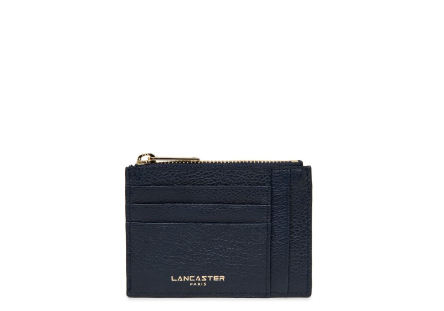 Lancaster 129-22 - CUIR DE VACHETTE - BLEU porte cartes plat zip dune lancaster Porte-monnaie