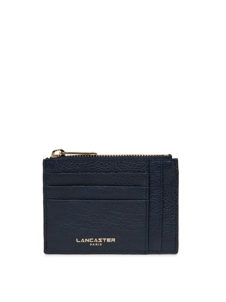 Lancaster 129-22 - CUIR DE VACHETTE - BLEU porte cartes plat zip dune lancaster porte-monnaie-femme