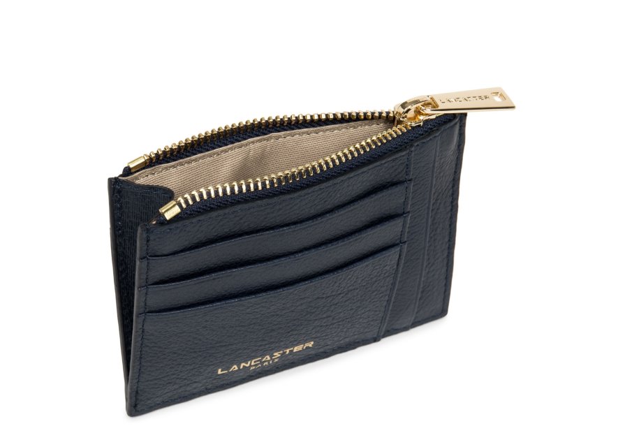 Lancaster 129-22 - CUIR DE VACHETTE - BLEU porte cartes plat zip dune lancaster Porte-monnaie