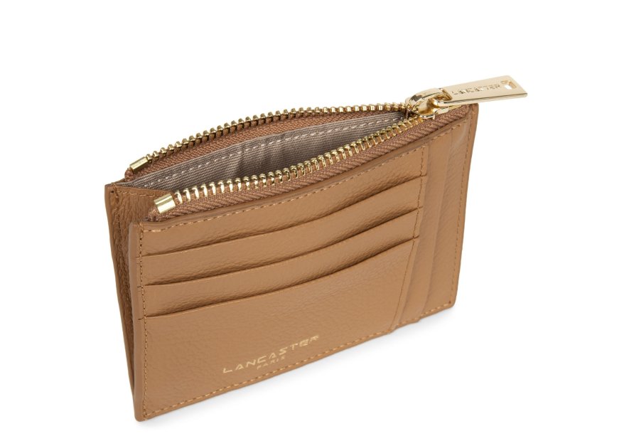 Lancaster 129-22 - CUIR DE VACHETTE - CAME porte cartes plat zip dune lancaster Porte-monnaie