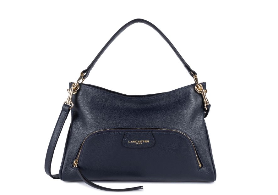 Lancaster 529-86 - CUIR DE VACHETTE - BLEU dune - sac besace carré Sac business