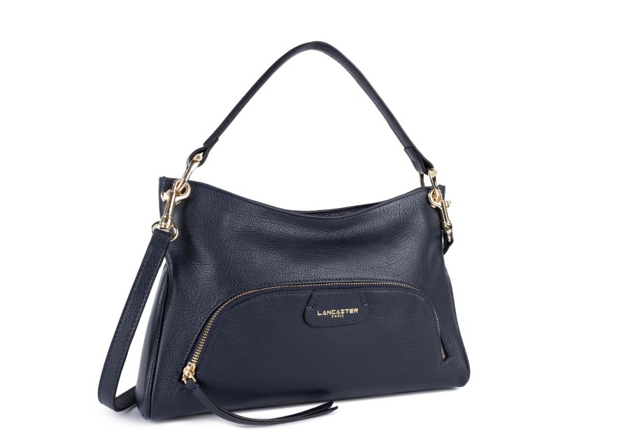 Lancaster 529-86 - CUIR DE VACHETTE - BLEU dune - sac besace carré Sac business
