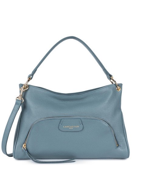 Lancaster 529-86 - CUIR DE VACHETTE - BLEU dune - sac besace carré Sac business