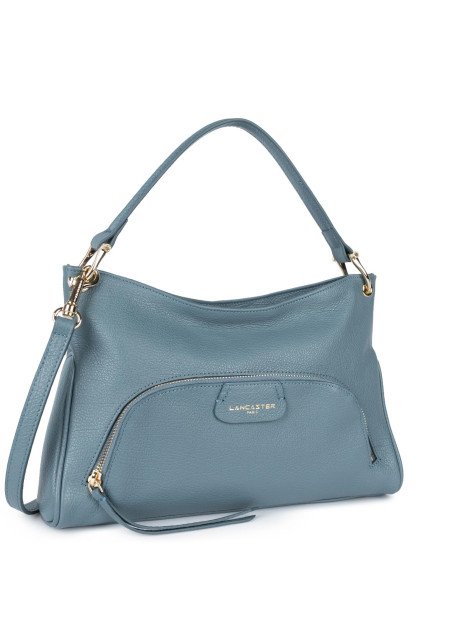 Lancaster 529-86 - CUIR DE VACHETTE - BLEU dune - sac besace carré Sac business