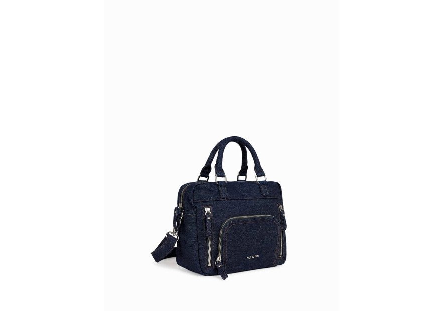 Nat & Nin MINI MACY DENIM - COTON - DENIM  mini macy - porte main xs Sac business
