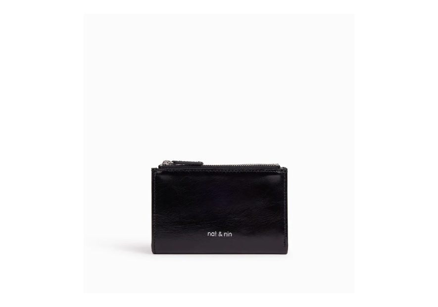 Nat & Nin SANDY - CUIR DE VACHETTE - NOIR  porte cartes Porte-cartes