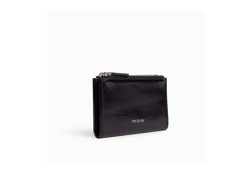 Nat & Nin SANDY - CUIR DE VACHETTE - NOIR  porte cartes Porte-cartes