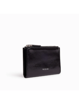 Nat & Nin SANDY - CUIR DE VACHETTE - NOIR  porte cartes Porte-cartes