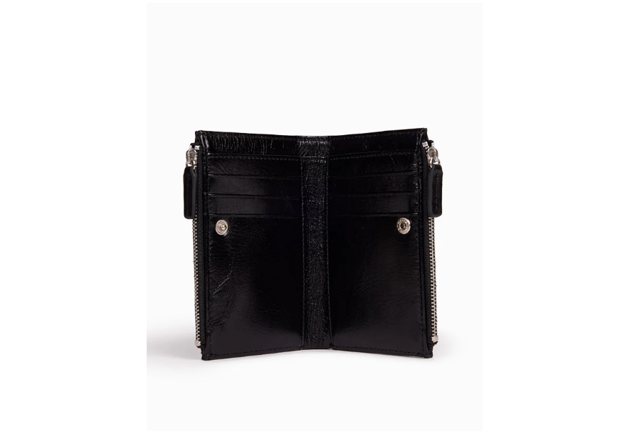 Nat & Nin SANDY - CUIR DE VACHETTE - NOIR  porte cartes Porte-cartes