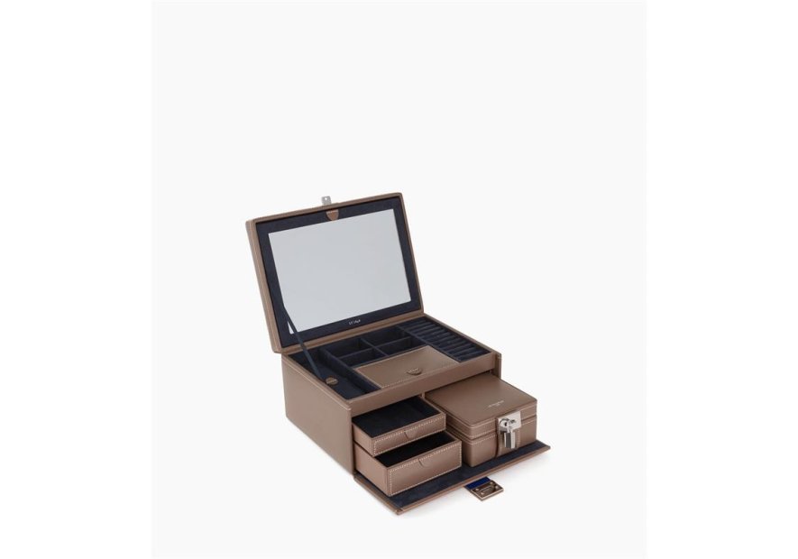 Le Tanneur TBJ7323 - CUIR DE VACHETTE - TAU grand coffret bijoux miroir Coffrets à bijoux