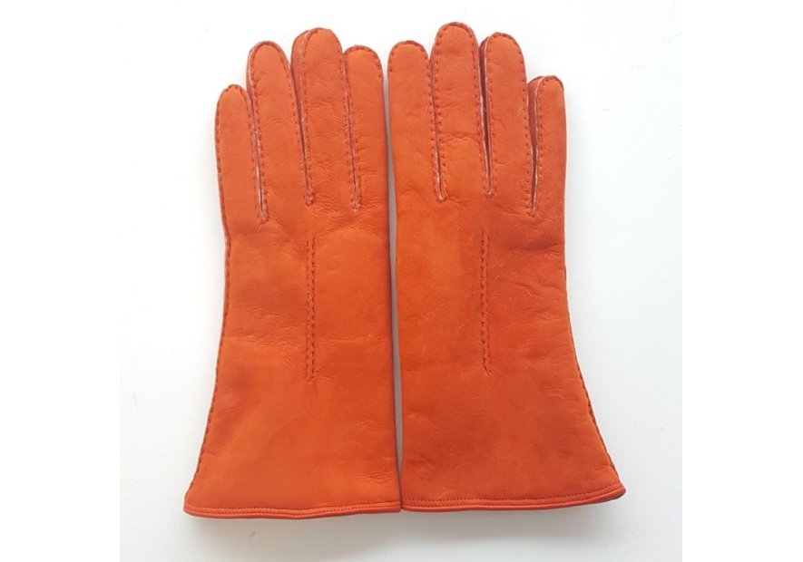 Poujade 55/06 - CUIR D'AGNEAU - ARANCIO  gants femme curly anastasia Gants