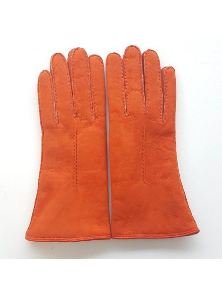 Poujade 55/06 - CUIR D'AGNEAU - ARANCIO  gants femme curly anastasia Gants