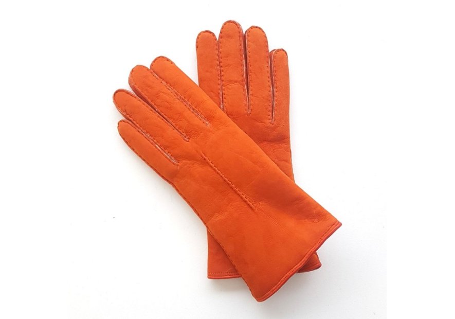 Poujade 55/06 - CUIR D'AGNEAU - ARANCIO  gants femme curly anastasia Gants