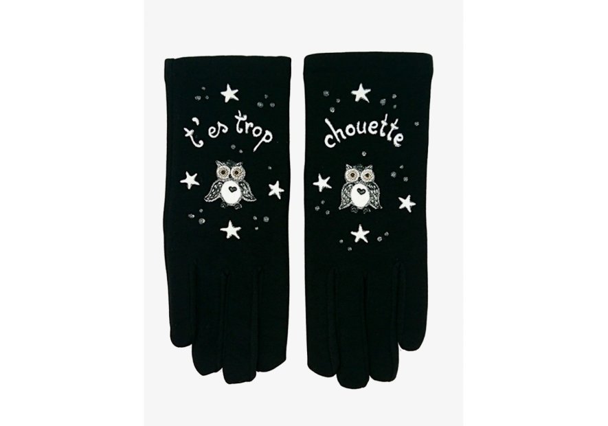 Quand les poules auront des gants GTL - POLYAMIDE - T'ES CHOUETTE  gants taille unique peints à la main à annecy Gants