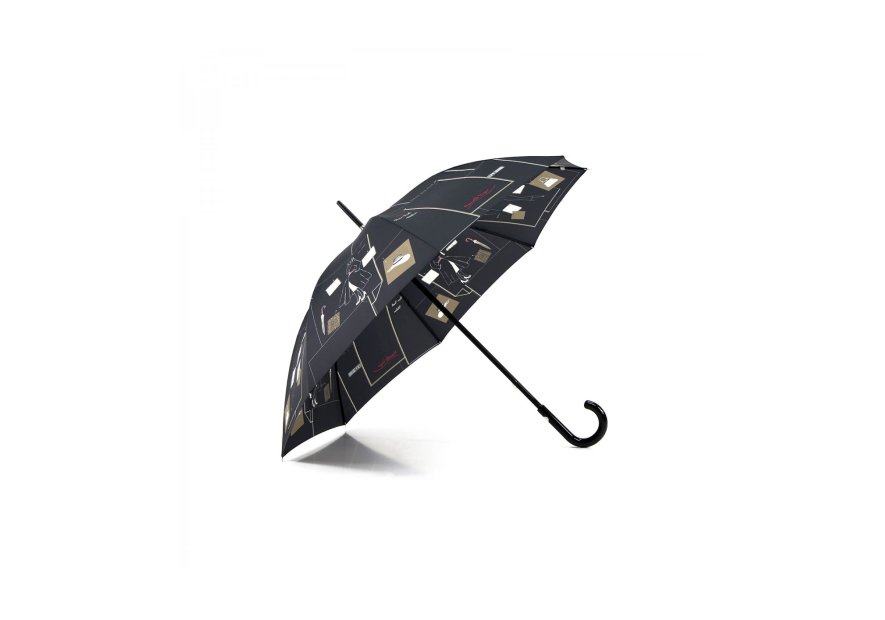 Maison Pierre Vaux VX 5815 - POLYESTER - NOIR parapluie long femme auto nouvelle vague Petite maroquinerie