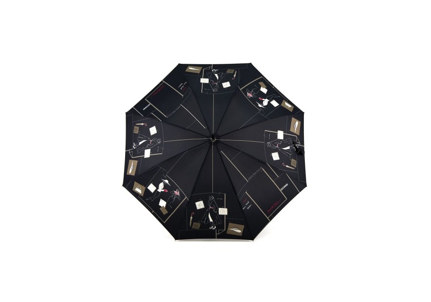 Maison Pierre Vaux VX 5815 - POLYESTER - NOIR parapluie long femme auto nouvelle vague Petite maroquinerie