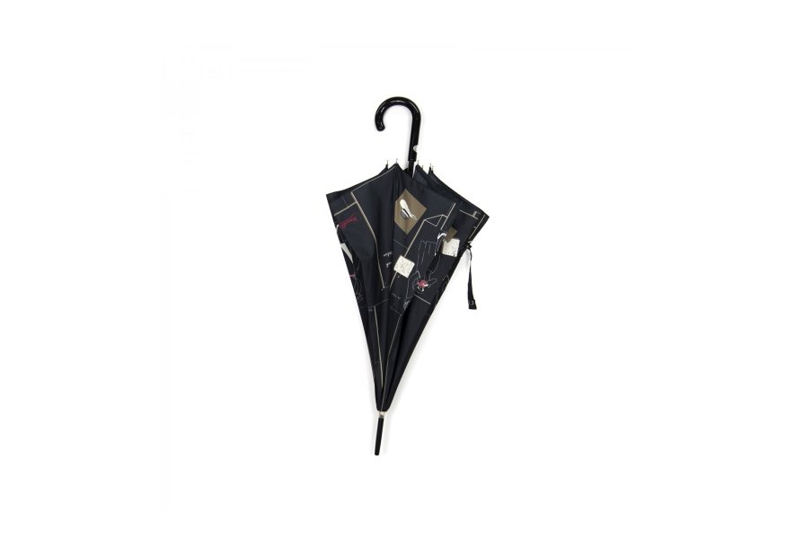 Maison Pierre Vaux VX 5815 - POLYESTER - NOIR parapluie long femme auto nouvelle vague Petite maroquinerie