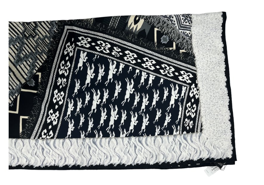 Longchamp 50547/SOI - SOIE - NOIR/IVOIRE - 50547/soi Foulards/Etoles