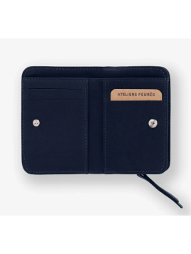 Les Ateliers Foures B23 - CUIR DE VACHETTE - MINUIT porte monnaie et billet zip dos à dos mixte Portefeuilles