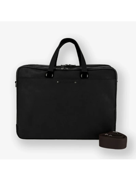Les Ateliers Foures 9952 - CUIR DE VACHETTE - NOIR porte documents business 3 compartiments baroudeur sac-business