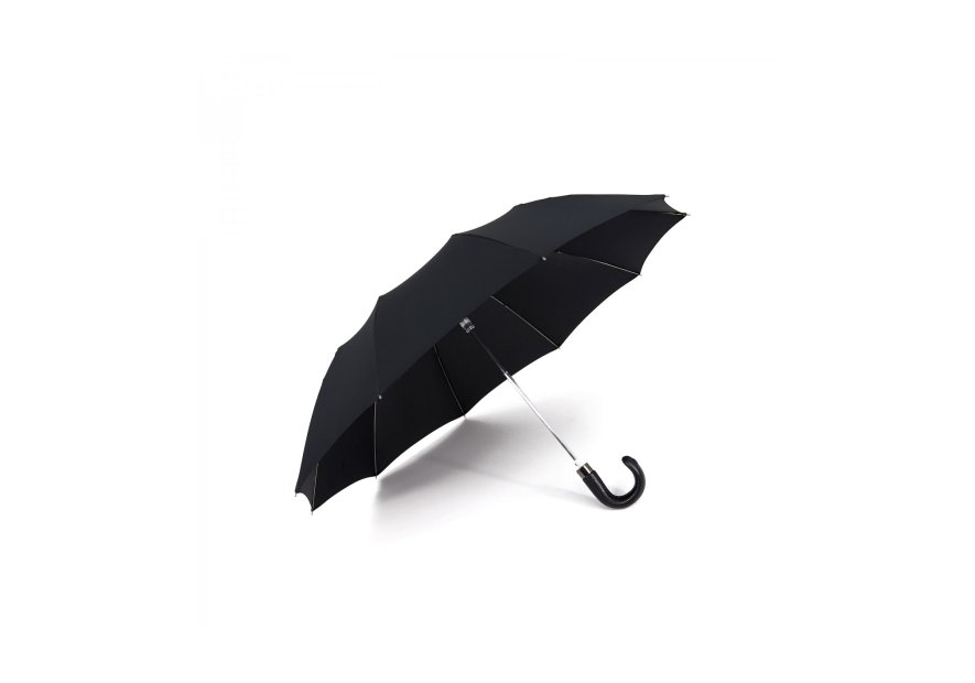 Maison Pierre Vaux VX 2042 - POLYESTER - NOIR parapluie pliant français poignet cuir Petite maroquinerie Maison Pierre Vaux VX 2042 - POLYESTER - NOIR parapluie pliant français poignet cuir Petite maroquinerie