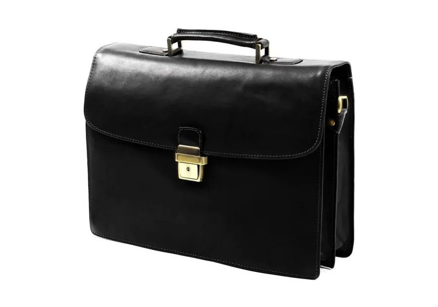 Gerard Henon 5226 - CUIR DE VACHETTE - NOIR Serviette Serviette à rabat avec bandoulière