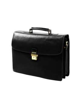 Gerard Henon 5226 - CUIR DE VACHETTE - NOIR Serviette Serviette à rabat avec bandoulière