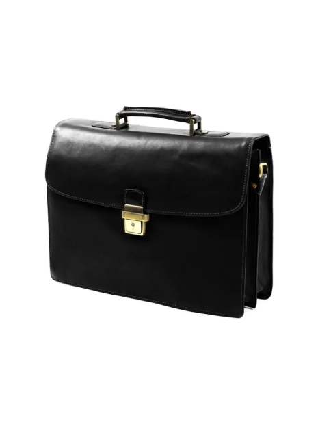 Gerard Henon 5226 - CUIR DE VACHETTE - NOIR Serviette serviette-a-rabat-avec-bandouliere