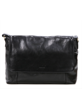 Gerard Henon 2273 - CUIR DE VACHETTE - NOIR grande besace rabat Sac business