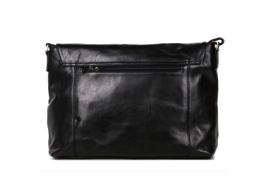 Gerard Henon 2273 - CUIR DE VACHETTE - NOIR grande besace rabat Sac business