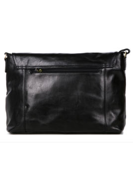 Gerard Henon 2273 - CUIR DE VACHETTE - NOIR grande besace rabat Sac business