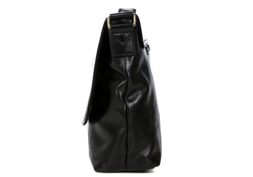 Gerard Henon 2273 - CUIR DE VACHETTE - NOIR grande besace rabat Sac business
