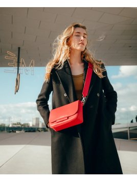 Les Ateliers Foures H200 - CUIR DE VACHETTE - CARMIN sac à rabat calista Sac business